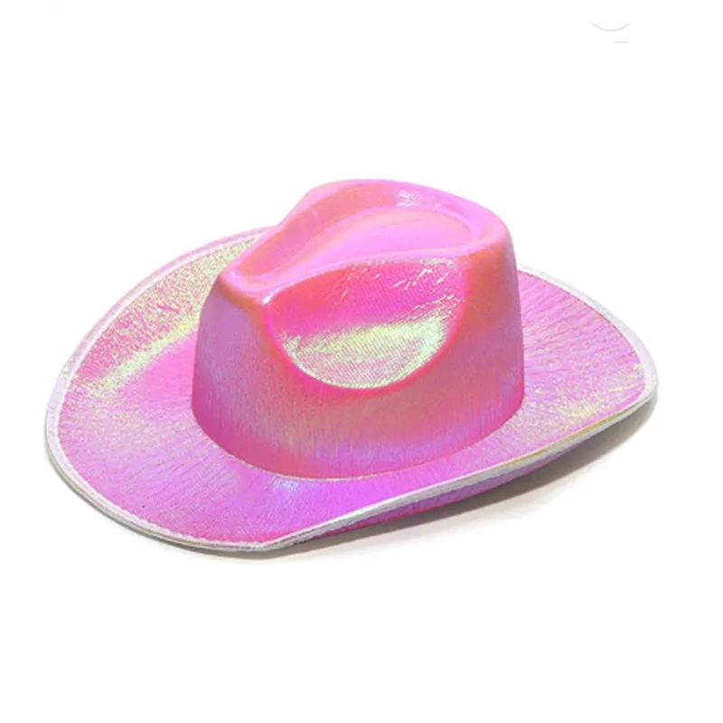 New Western Magic Cowboy Hat Neon Flash Space Cowboy Hat Halloween Carnival Party Pink Colorful Hat Holiday Party Dance Props
