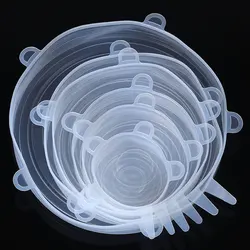 Reusable Silicone Stretch Lids - Universal Food Wrap and Kitchen Cover Set (White circular)