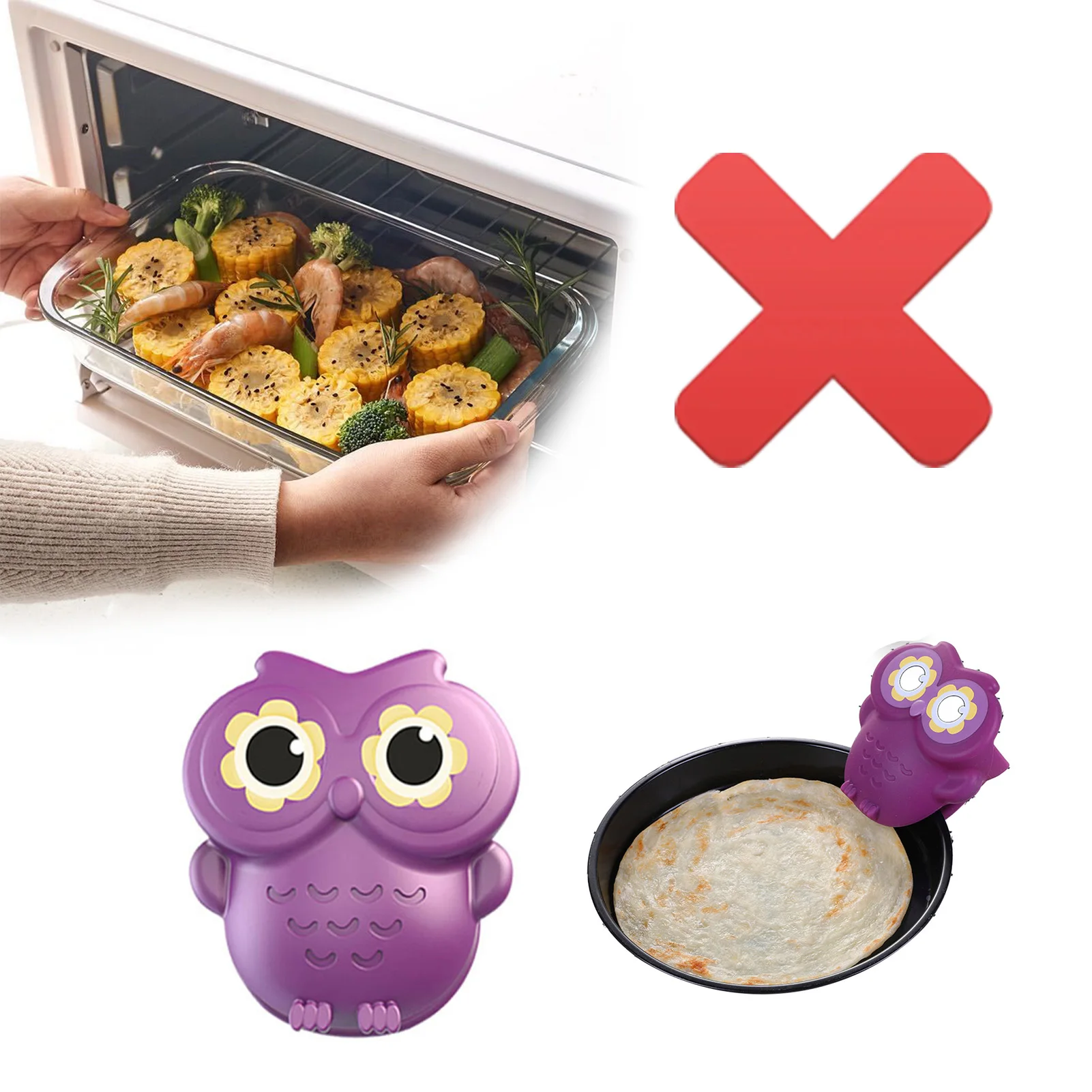 Cute Owl Silicone s Oven Mitts Heat Resistant Non Slip Insulated Mitts for Kitchen Cooking Baking BBQ