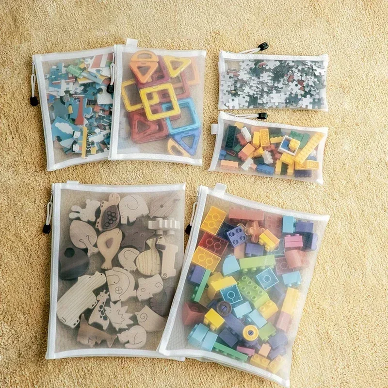 Storage Bag 1/3/6PCS Mesh Zipper Toy Building Block Puzzle Sub-package Children Particle