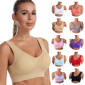 Active Women Bras Sports Plus Size Ladies Yoga Top Underwear Padded Fitness Running Vest Wire Free Brassiere S-4XL 1