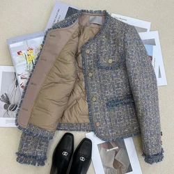 Winter Thickened Down Lining Fragrant Wind Wool Coat Women's Short White Duck Down Temperament Jacket