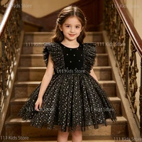 Robes d'été pour enfants, robe de princesse à paillettes étoiles, robe de mariée en maille bouffante pour petites filles, robe de soirée de luxe, vêtements pour bébés de 1 à 5 ans 2