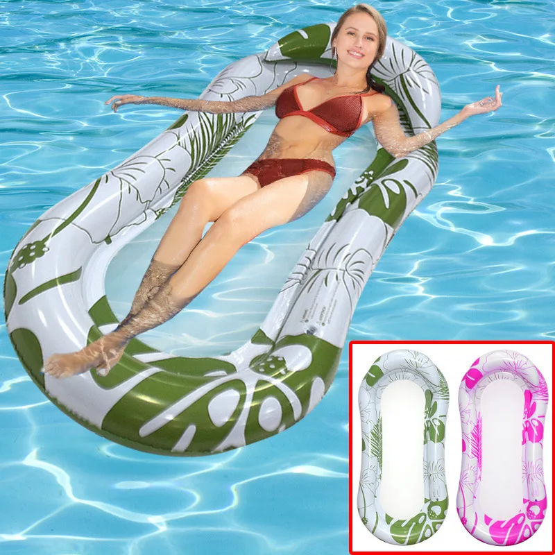 Floating Water Hammock Portable Swimming Air Mattress Foldable with Backrest Armrest Pool Accessories Inflatable Floating Row 3
