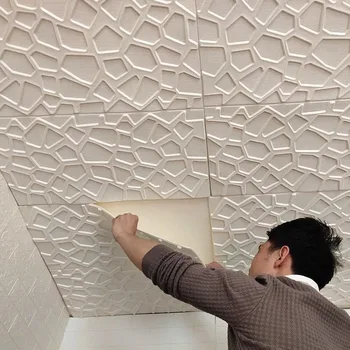 5-20 pz 35*35 cm Soffitto 3d Casa Camera Da Letto Decor Sfondo Carta Da Parati Peel Stick Decorazione Impermeabile Adesivi Murali Anti-collisione 1