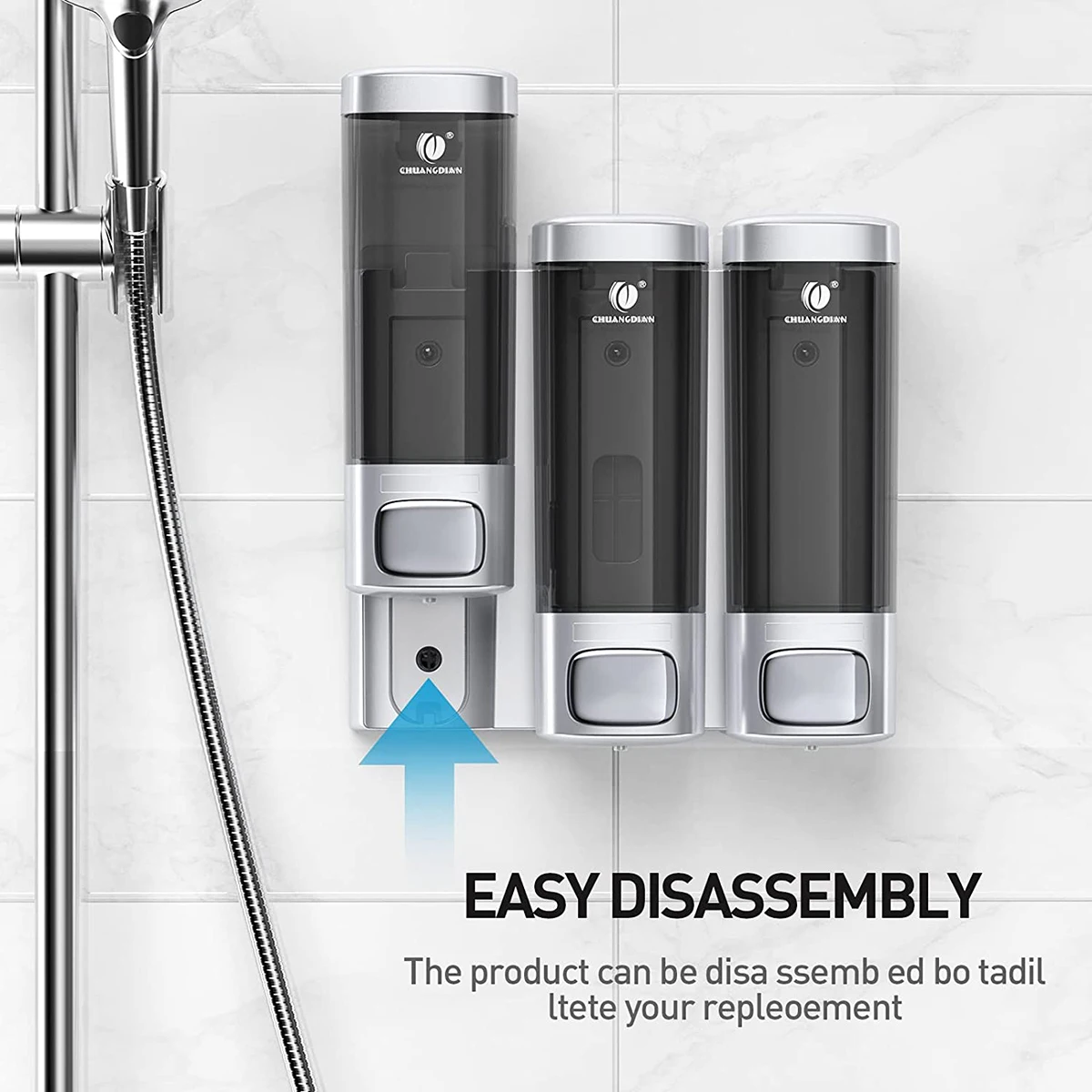 Liquid Soap Dispenser Pump Dispenser Wall Mount 320ML*3 Clear Bottle Dispenser for Kitchen Sink Bathroom Shower Gel Shampoo 3