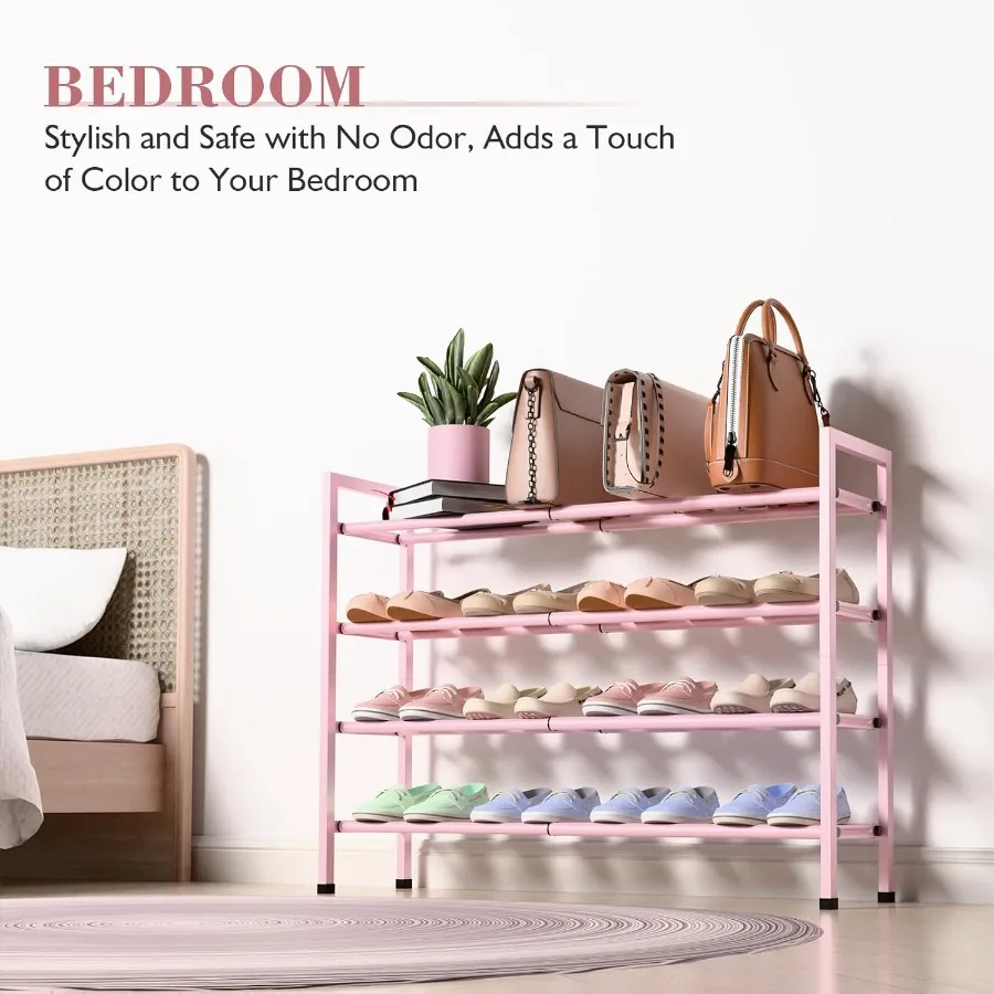 4Tier Expandable Shoe Rack for Closet 1833 Adjustable Shoe Rack for Small Space Small Shoe Organizer for Front Door Sturdy Meta