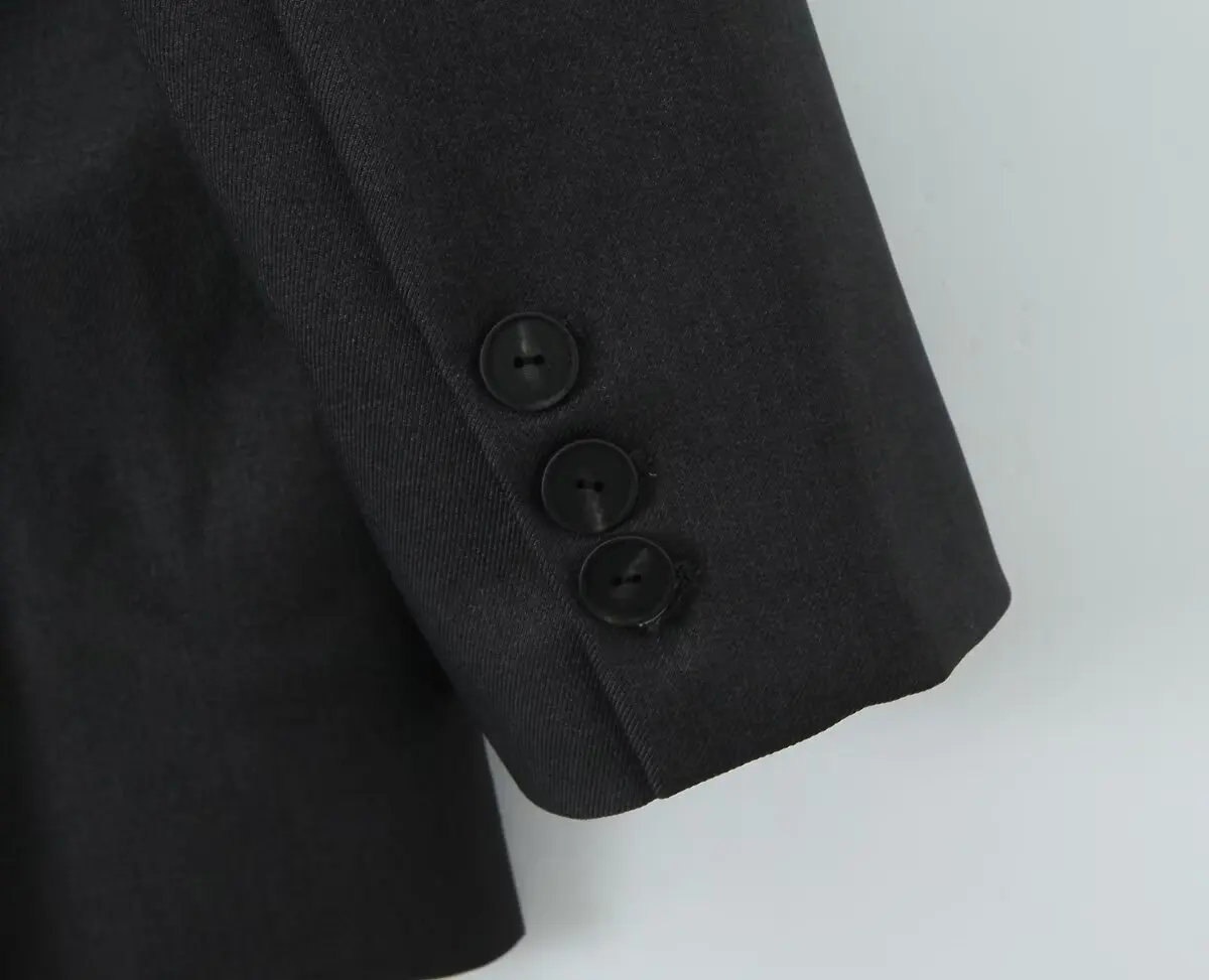 Chill Dark Gray Oversized Blazer Boyfriend Vintage Women Notched Collar Loose Suit Fashion Coat