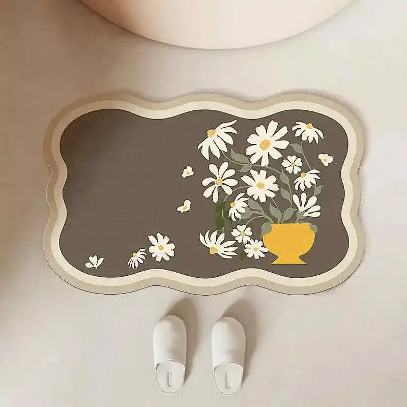 Floor mat, absorbent silicone, household kitchen mat Grey