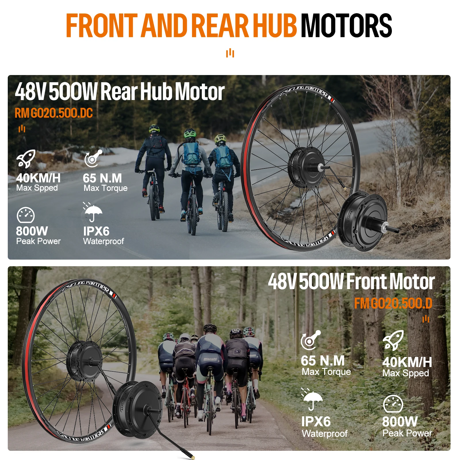 BAFANG 48V 500W Rear Hub Motor E-Bike Conversion Kit For 700C Bicycles