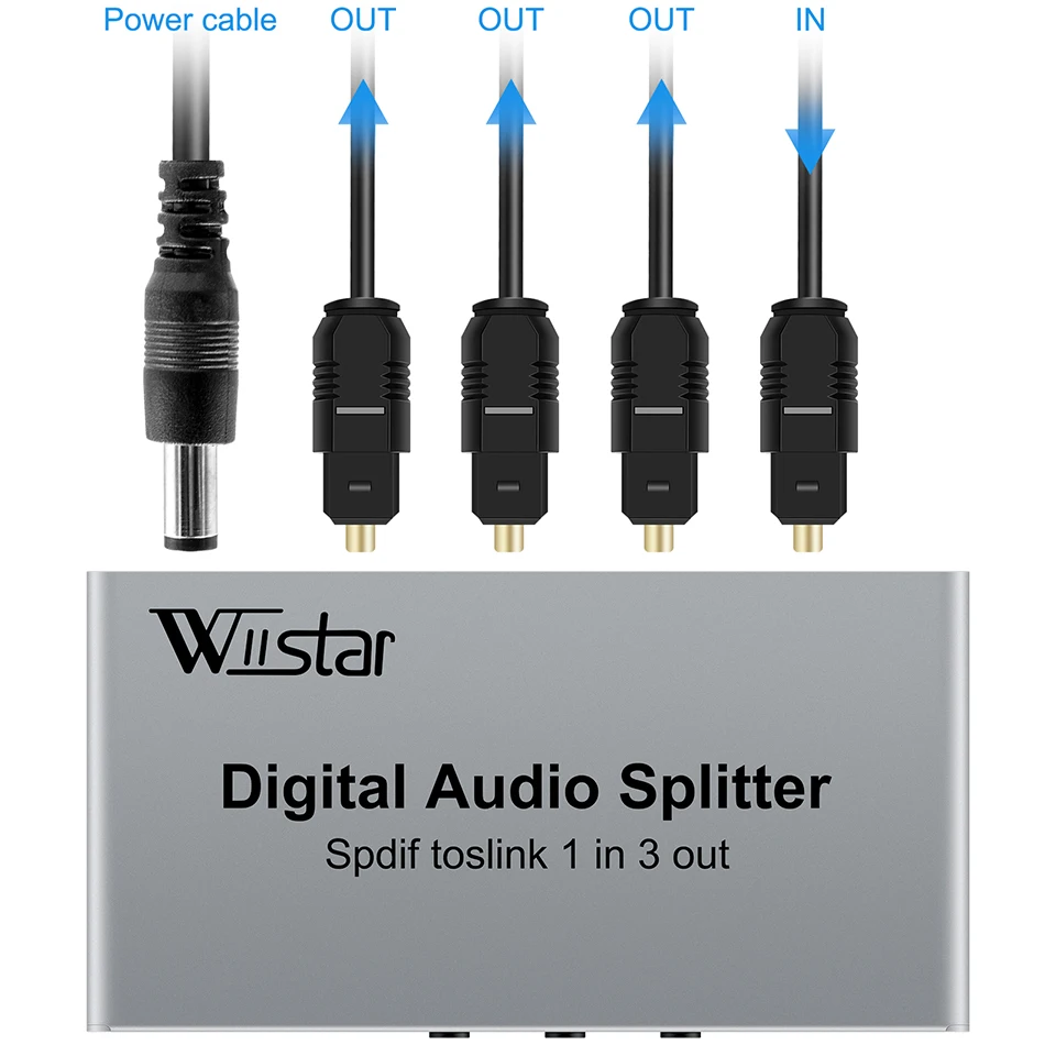 Wiistar 3 Way Spdif Toslink Optical Digital Audio Splitter 1x3 Optical