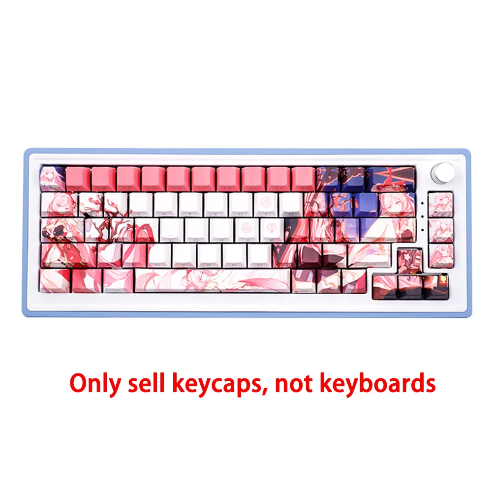 Anime Gaming Elysia Keycaps Grupo Pbt Dye Subbed Cereja Perfil Keycap para Honkai Impact Keychron Game Player 135 Chaves - Imagem 2