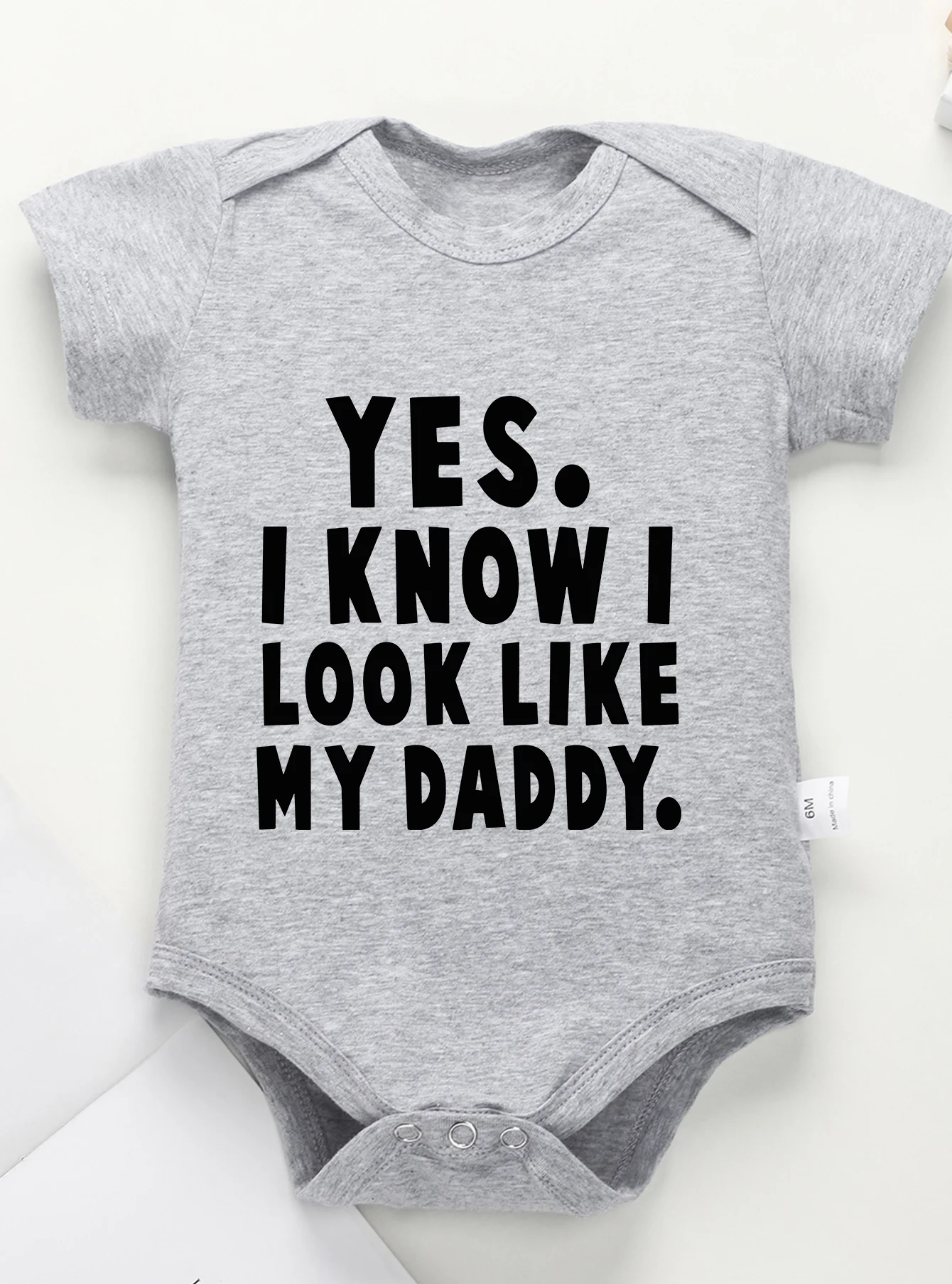 Short Sleeve Toddler Romper Infant Jumpsuit Newborn Baby Girl Boy Clothes Bodysuit Yes I Know Look Like My Daddy Print Onesie 3