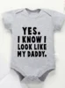 Short Sleeve Toddler Romper Infant Jumpsuit Newborn Baby Girl Boy Clothes Bodysuit Yes I Know Look Like My Daddy Print Onesie 3