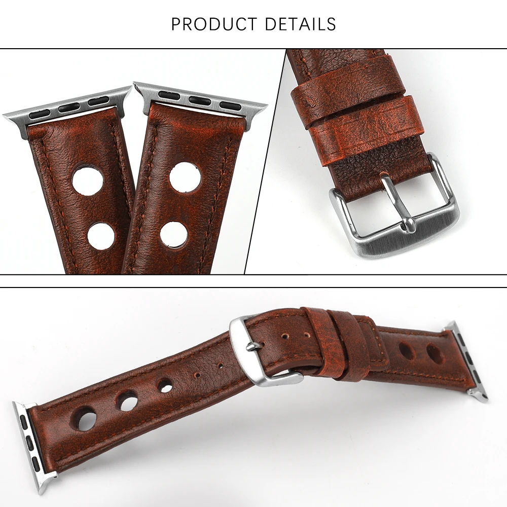 Vintage Bracelet Genuine Leather Watchband For Watch 38mm 40mm 42mm 44mm High quality Replace Wrist Strap watch 7 2 3