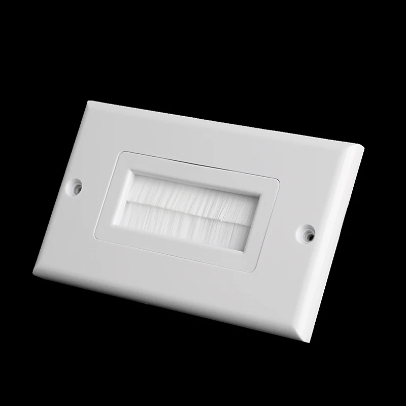 Single Gang Bristles Brush Wall Plate Port Insert Cover Outlet Mount Panel 1 access panel