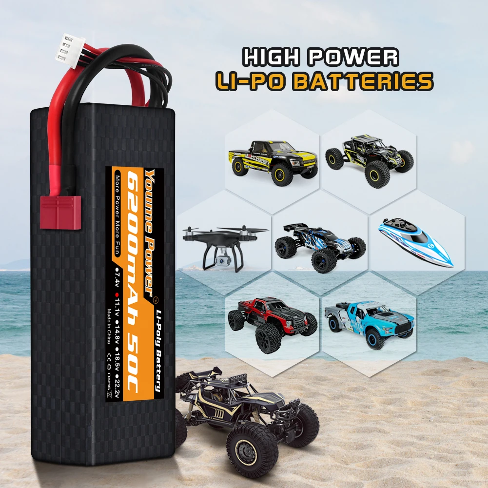 YOUME 6200mah Lipo 2S 3S 4S Batterie 7,4 V 11,1 V 14,8 V 50C Hard Case für RC Flugzeug Hubschrauber Auto Boot Lkw Teile – Detail 5
