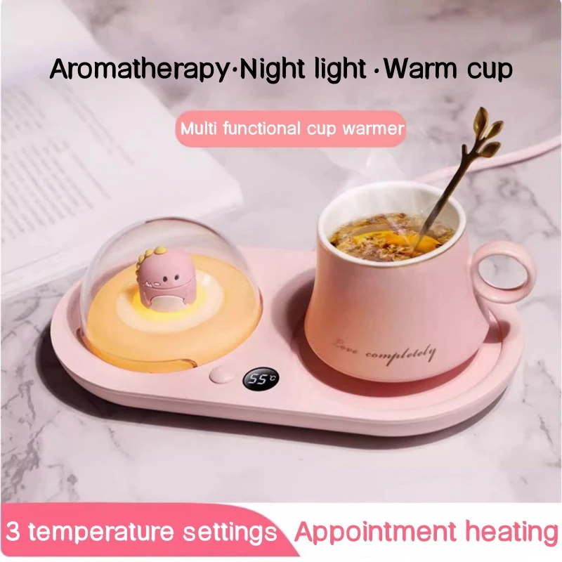 110V-220V Cup Heater Coffee Mug Warmer Appointment Heating Electric Hot Plate 3 Gear Temperature Warmer Coaster with Night Light 110 220v coffee mug warmer cup heater 3 gear temperatures beverage cup warmer heating coaster plate pad for cocoa tea water milk