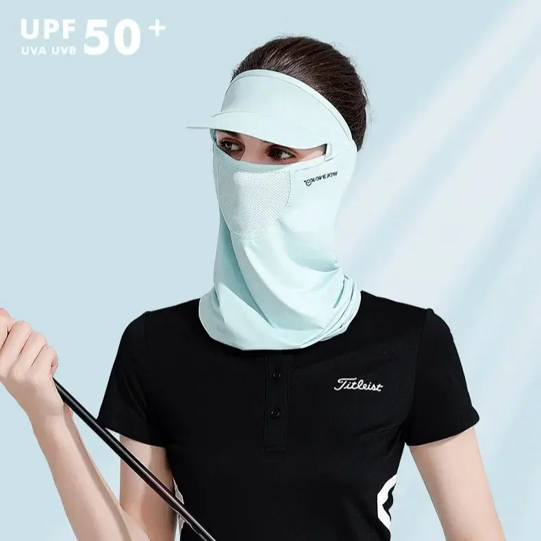 Summer Full Face Sunscreen Mask Men and Women Golf Breathable Sun Protection Neck UV Ice Veil Face Gini