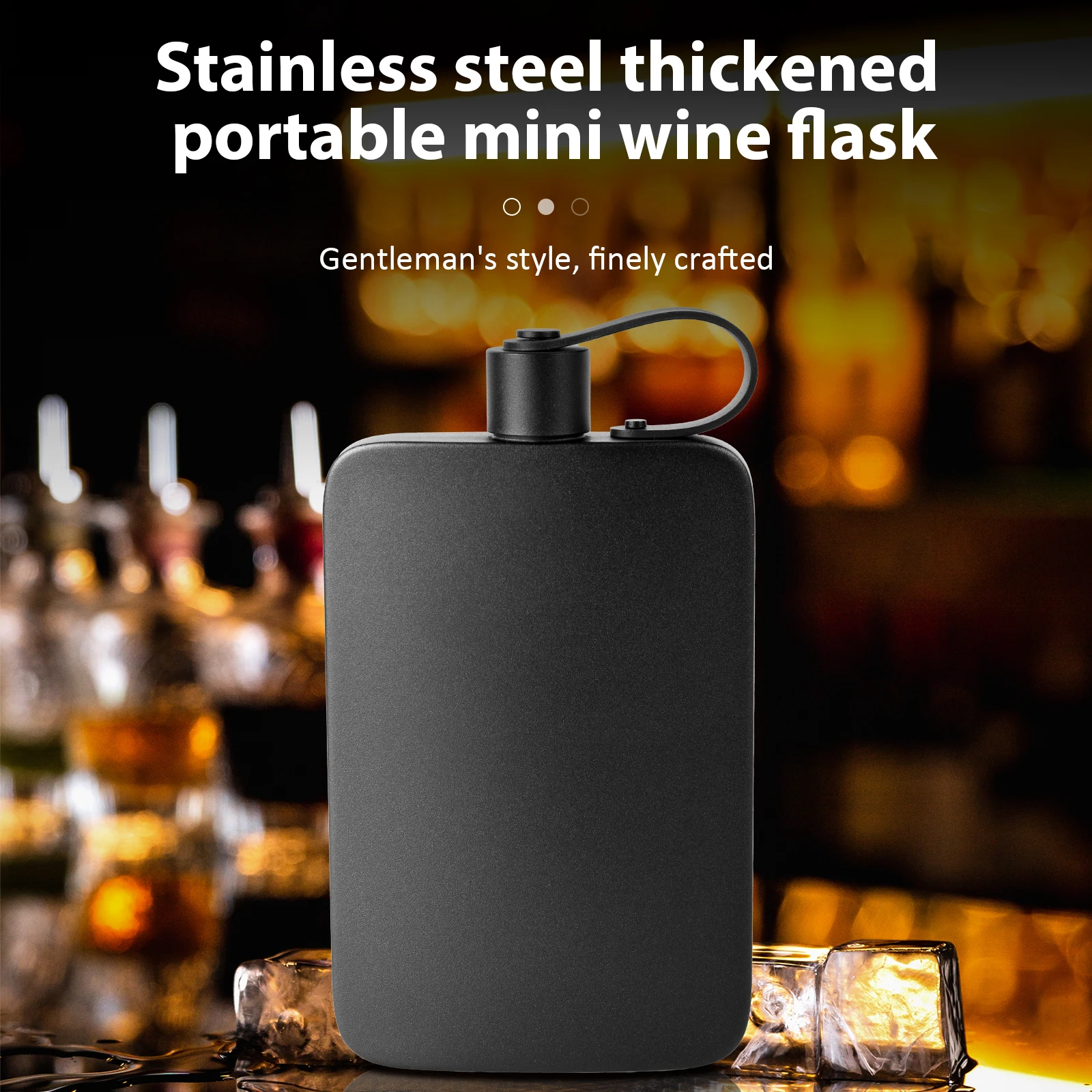 Flat Water Bottle Stainless Steel Integrated Cap Design Portable 500ML Flask for Outdoor Sports Travel Present for Friend Couple