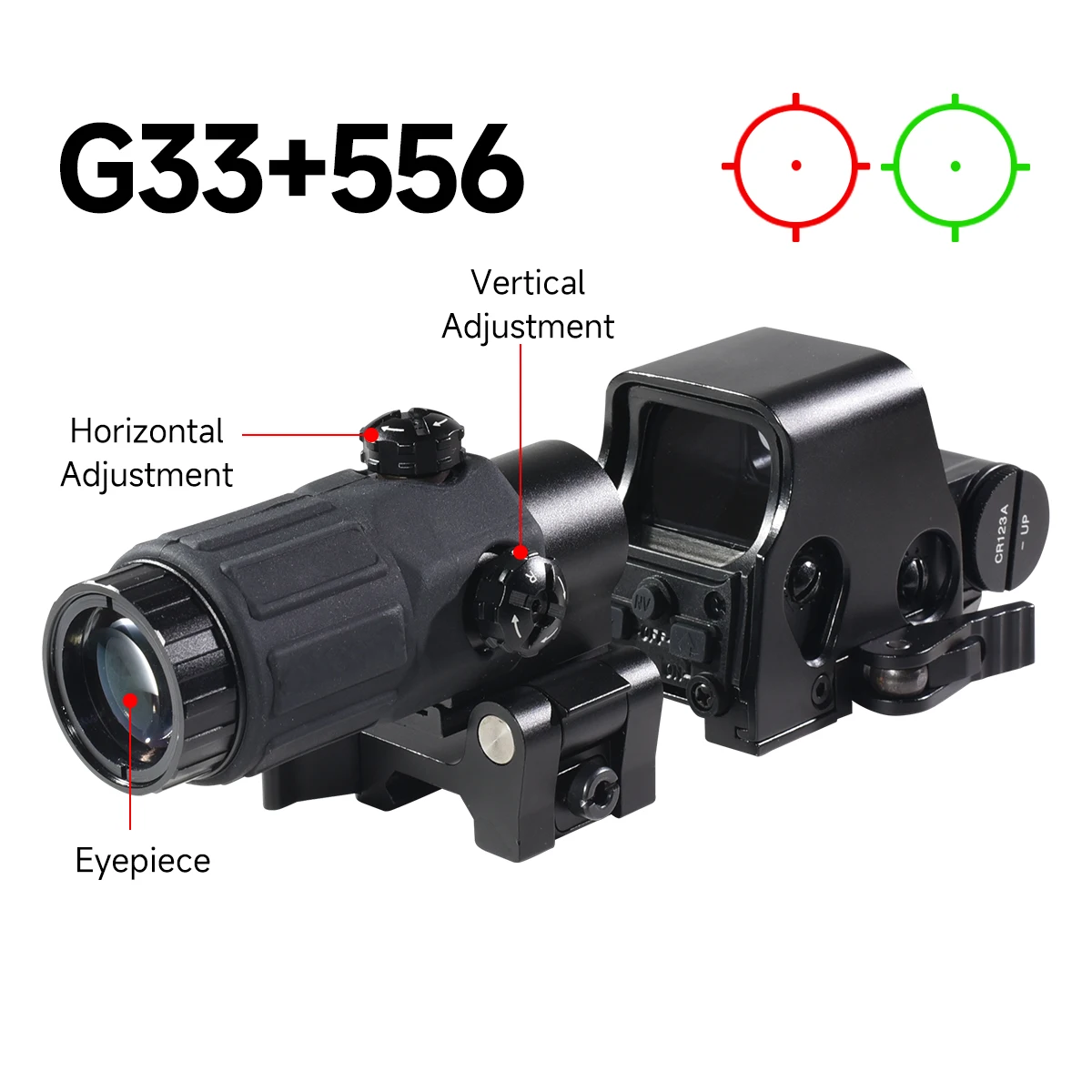 558 Hologram Sight 3X Magnifier Combo Quick Detachable for Hunting 551 552 553 556 Red Dot Sight