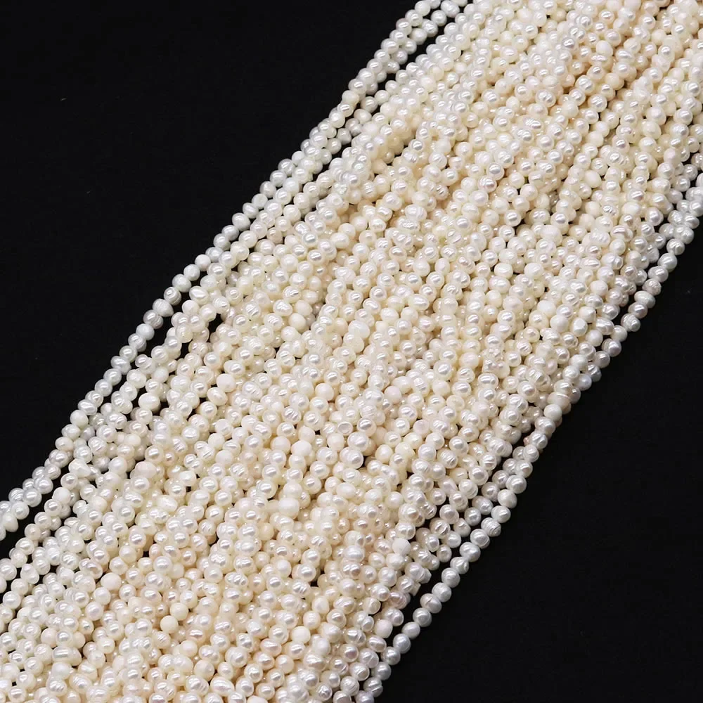 1strand 1.8-6mm Natural Freshwater Pearl Loose Beads Irregular Round Shaped White Color DIY  Making Necklace Bracelets
