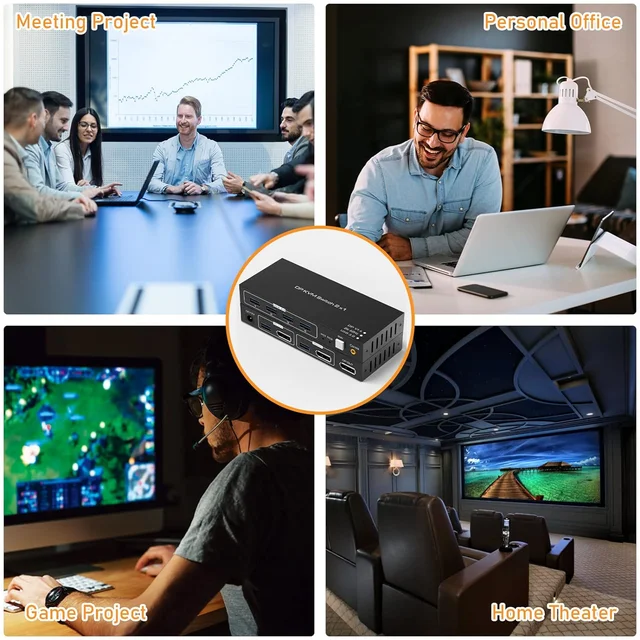 2x1 DP KVM USB переключатель с двумя портами DisplayPort KVM переключатель 4K 120Hz 8K 60Hz 2 in 1 out для 2 компьютеров 1 монитор DC 12V 1A 5