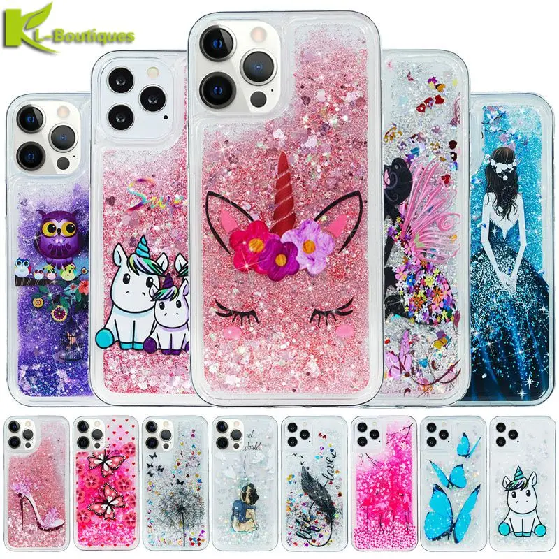 Per Iphone 13 14 Pro Max Custodia Unicorn Pattern Glitter Dynamic Liquid Case Per Iphone 14 13 Pro Max 14 Plus 14Promax Cover Per Telefono