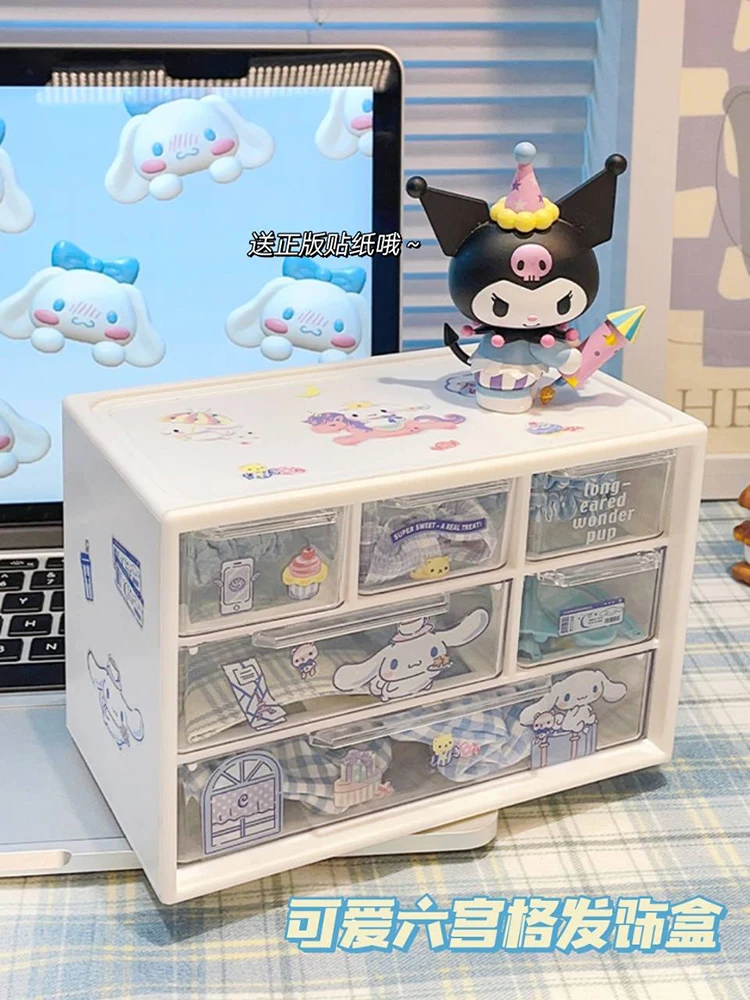 

Милый ящик для хранения Sanrios, «Моя Мелодия», «сделай сам», наклейки, Настольный ящик, коробка для украшений, настольный держатель для ручек