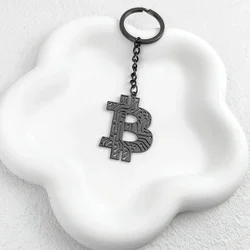 Elegant Dual - Tone Bitcoin Keychain Pendant - Premium Jewelry Collection Gift (Black with Chain)