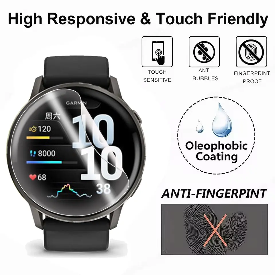 Garmin Venu 4 45mm 41mm용 소프트 하이드로겔 필름, 스크래치 방지 스크린 보호필름, Garmin Venu 3 3S/Venu 4용 투명 필름 액세서리