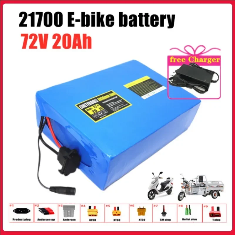 

New 72V 20Ah 21700 lithium battery pack 20S4P 84V electric bicycle scooter motorcycle BMS 3000W high power battery + 3A charger