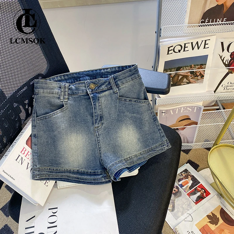 

Korean Fashion New Pants Woman Summer 2023 Women's Denim Shorts Y2k Jeans for Women Vintage Streetwear Clothes High Waist