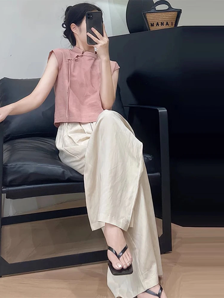 

Summer High Waist Slim Casual Women Pants Simple Basic Loose Woman Pants Apricot Fashion Street Wide Leg Pants Female Chicly