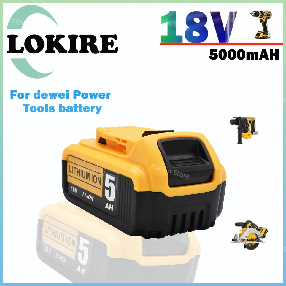 

18V 5.0Ah Lithium Battery for dewei power Tools DCB184 DCB200 rechargeable electric tool set 18V 5000mah