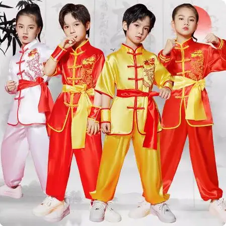 Wushu Practice Clothes Kids Kung Fu Training Clothes Stile Cinese Performance Clothes Ragazzi Ragazze Taiji Performance Costumes