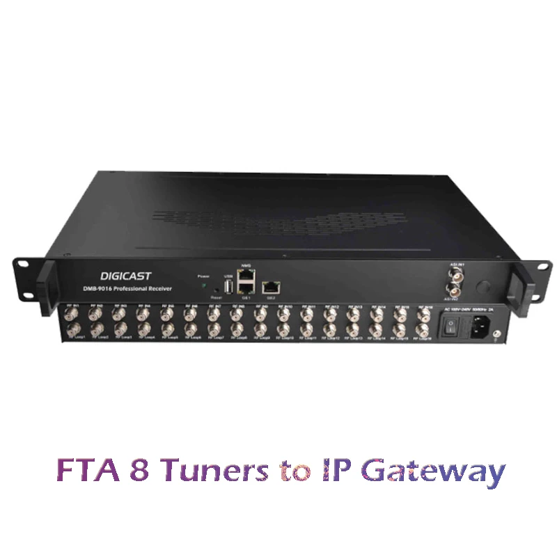 Digital TV Headend Receiver Tuner 8*DVBS/S2 DVBT/T2 DVBC ISDBT/Tb FTA 8 IP Gateway