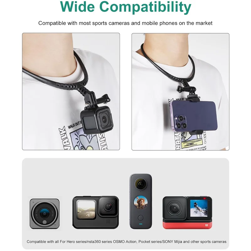 Supporto Magnetico Da Collo Per Action Cam – Regolabile 360°, Per GoPro, DJI, Insta360 E Smartphone