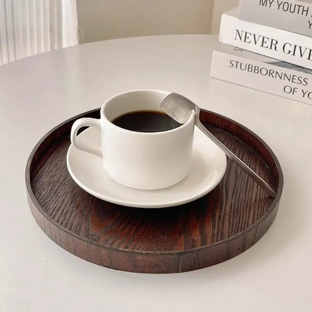 Vintage Round Serving Tray Wooden 21/24/27/30/33cm Wood Platte Food Bread Pan Coffee Home Table