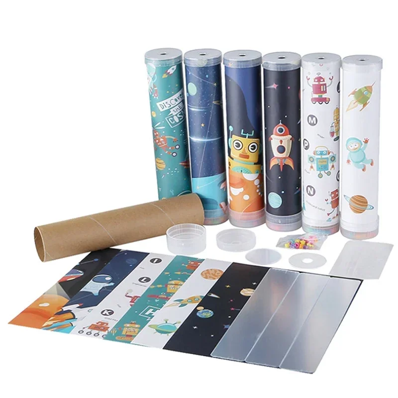 DIY Rotating Kaleidoscope Kits Science Experiment Educational Kids Craft Brain Hands-Eyes Cooperation Toys for Children Gift Toy