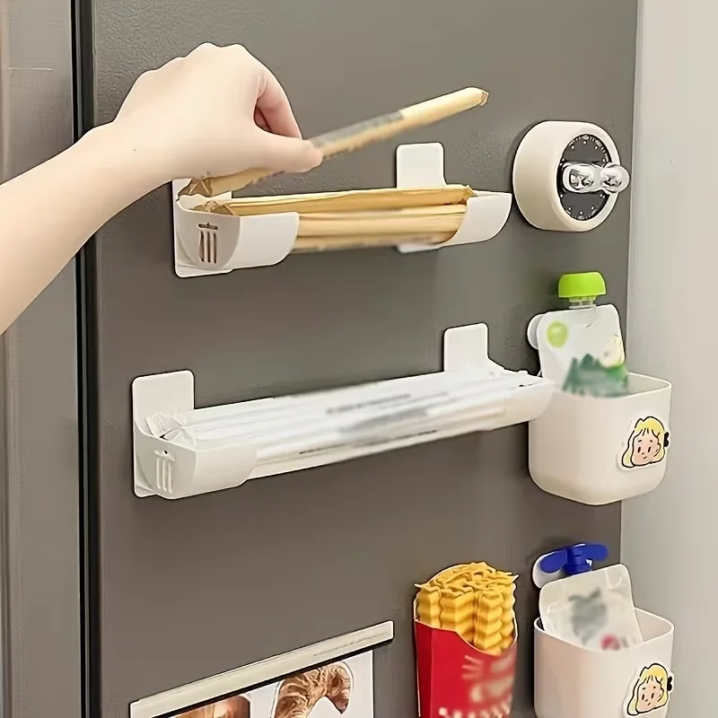 4PCS No-Drill Trash Bag Storage Rack Multi-Functional Kitchen Shelf Side Bracket for Efficient Space Utilization