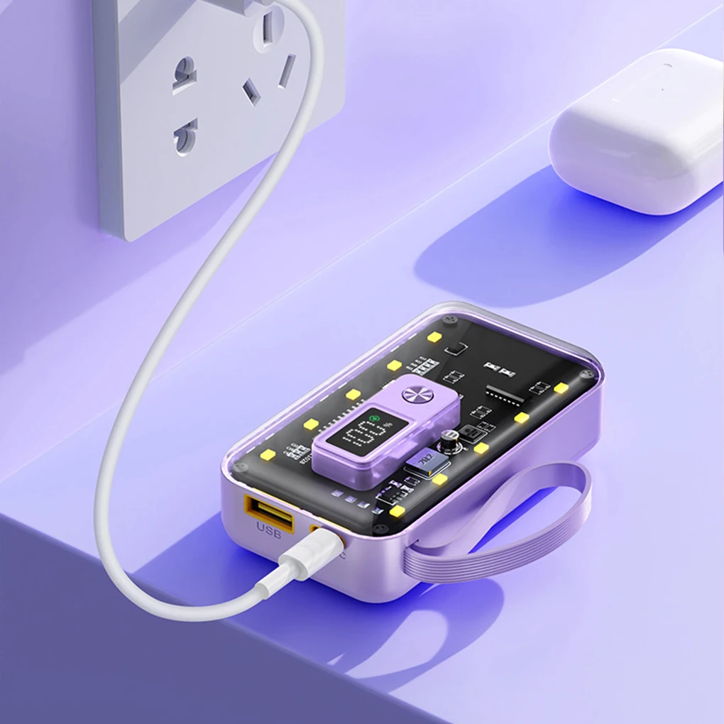 Transparent DIY Kit Power Bank Cases Battery Storage Box Mobile Power Module Kit For Large Capacity 10000mAh Power Bank Case