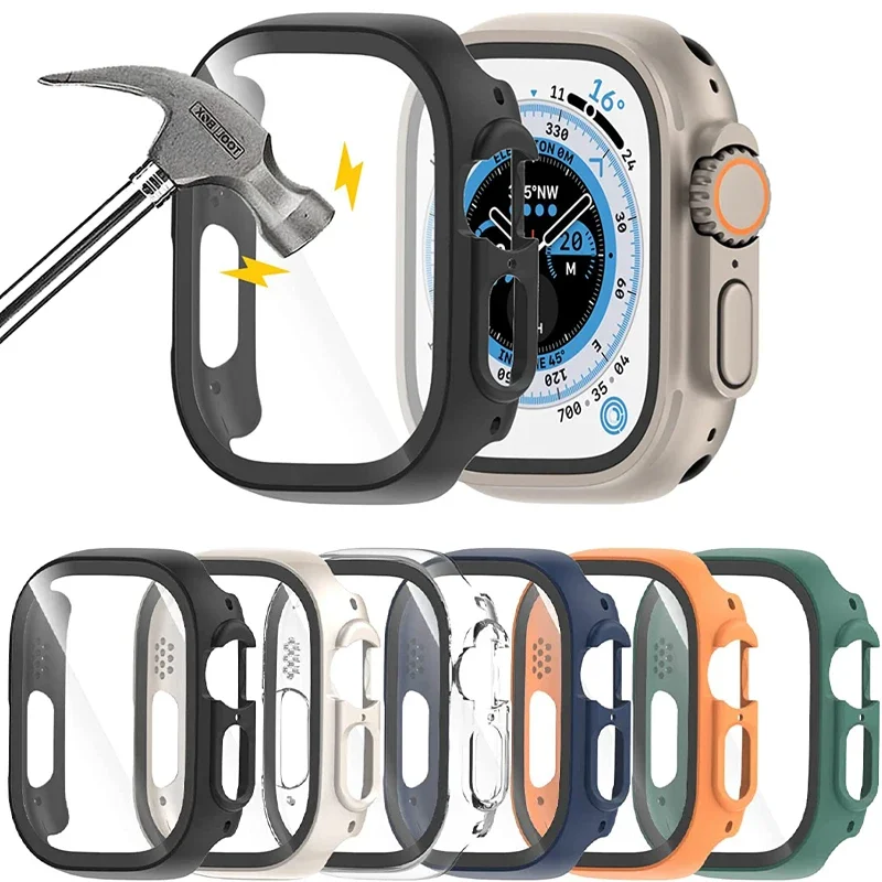 Vetro + Cover Per Apple Watch Case Ultra 2 49Mm Smartwatch Pc Screen Protector Paraurti Accessori Temperati Iwatch Serie Ultra 49Mm
