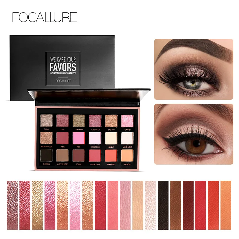 Focallure 18 Colors Eyeshadow Palette High Texture Shimmer Glitter