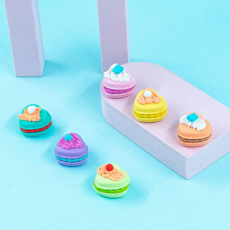 사무실 학교 용품 신제품 3D 귀여운 마카롱 케이크 지우개 학생 선물 생일 어린이날 휴일 귀여운 문구류