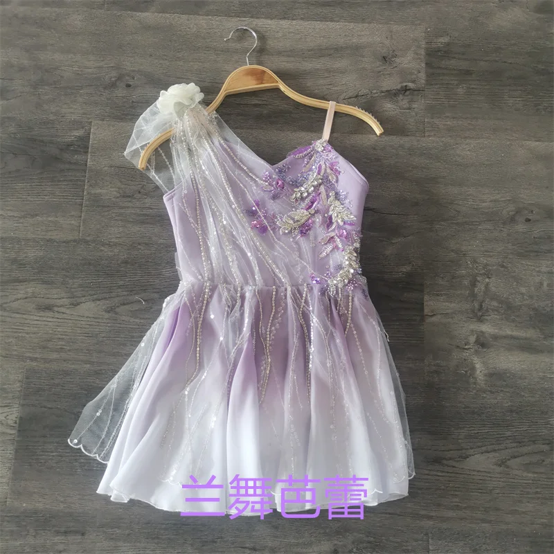 

Professional Custom Size Kids Girls Women Adult Performance Wear Contemporary Ombre Purple Cupid Lyrical Ballet Dress