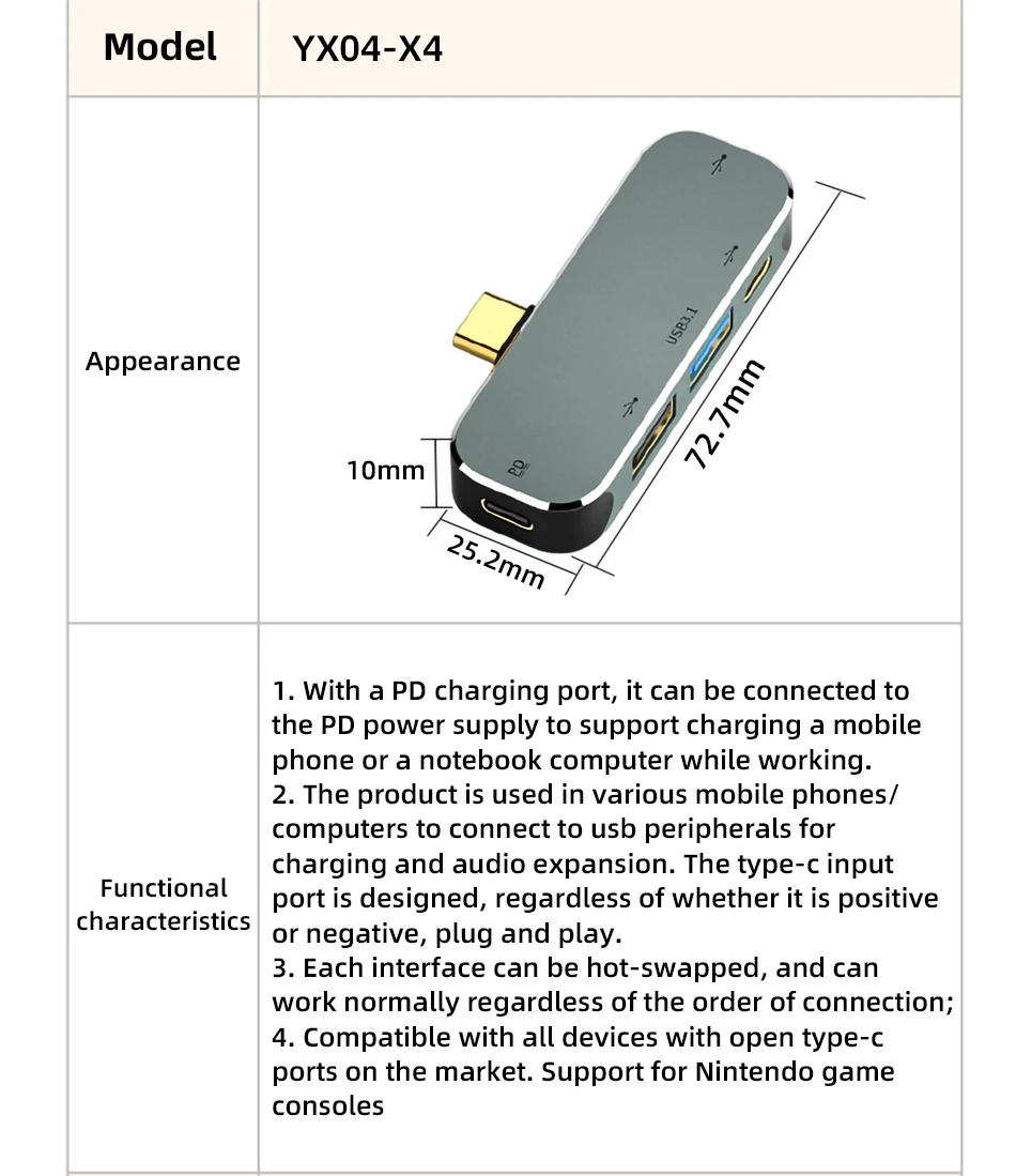 !ACCEZZ 6 in 1 Type C Docking Station USB C HUB Type-C Splitter PD Charge USB 3.1 HDMI-compatible 4K 3.5 Jack For Macbook Laptop type c to iphone converter