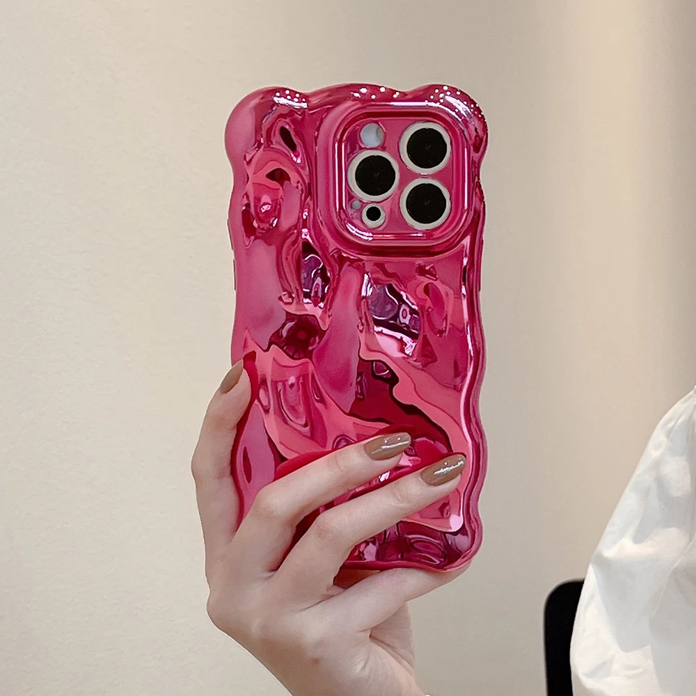 3D-Handyhülle mit Blasenwellenmuster für iPhone 17, 16, 15, 14, 13, 12, 11, Pro Max, galvanisierte, einfarbige, weiche, stoßfeste Abdeckung – Detail 5