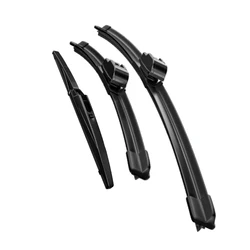 Complete Front & Rear Windshield Wiper Blades Set - Premium Car Accessories Refills - Micra K12 2005 - 2010 (3pcs)