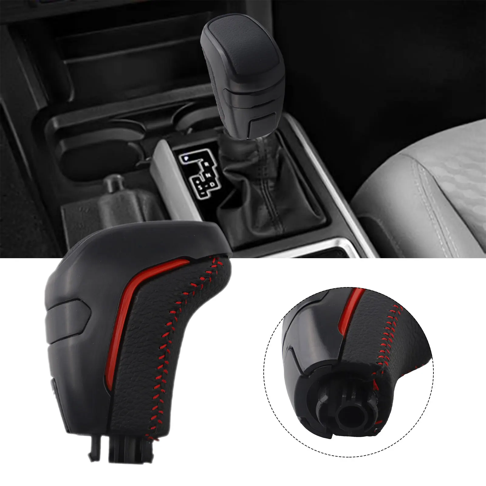 Precision Fit Gear Shift Knob for Toyota For Tacoma For TRD PRO Modern Black Design with Red Stitching